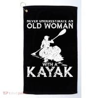 Kayaking Never Underestimate An Old With A Kayak Meaningful Gift Golf Towel thumb 0