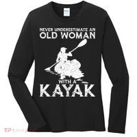 Kayaking Never Underestimate An Old With A Kayak Meaningful Gift Women's Long Sleeve Shirt thumb 0
