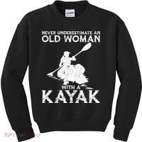 Kayaking Never Underestimate An Old With A Kayak Meaningful Gift Kids Sweatshirt thumb 0