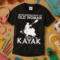 Kayaking Never Underestimate An Old With A Kayak Meaningful Gift Kids T-Shirt thumb 3
