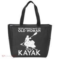 Kayaking Never Underestimate An Old With A Kayak Meaningful Gift Tote Bag thumb 0
