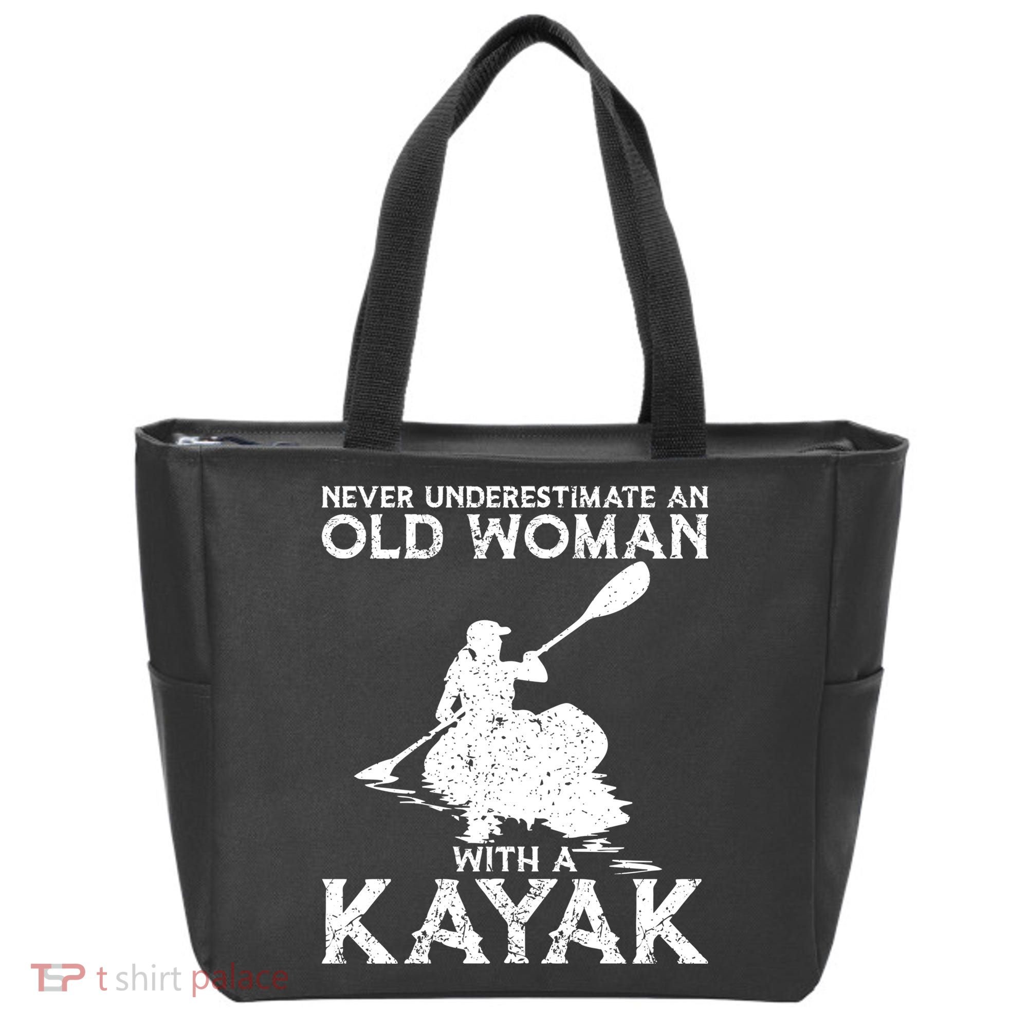 Kayaking Never Underestimate An Old With A Kayak Meaningful Gift Tote Bag