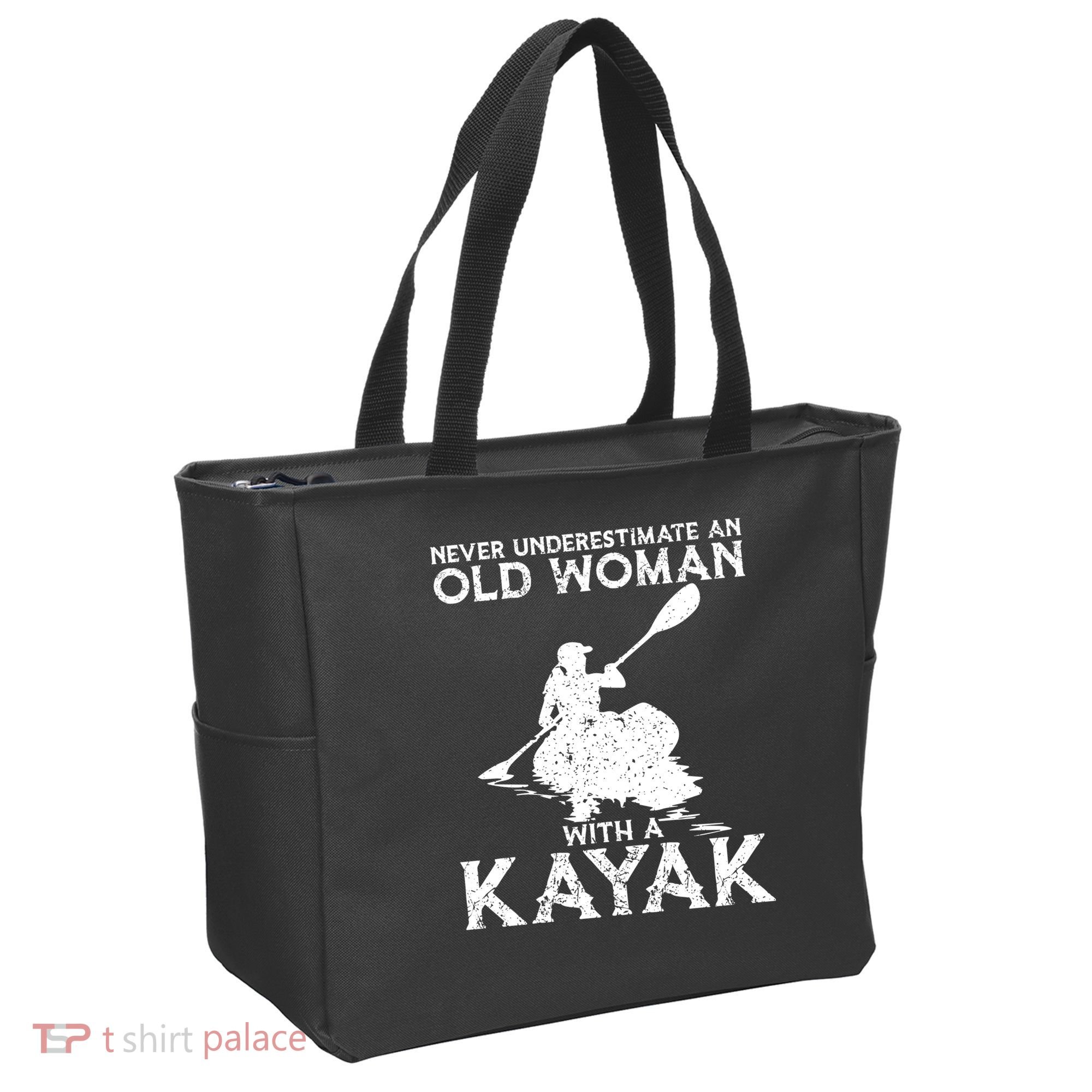 Kayaking Never Underestimate An Old With A Kayak Meaningful Gift Tote Bag