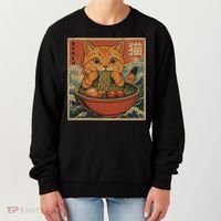 Kawaii Orange Cat Eating Ramen Noodles Japanese Women's Sweatshirt thumb 0