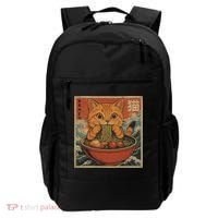 Kawaii Orange Cat Eating Ramen Noodles Japanese Backpack thumb 0