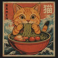 Kawaii Orange Cat Eating Ramen Noodles Japanese Women's Hoodie thumb 2