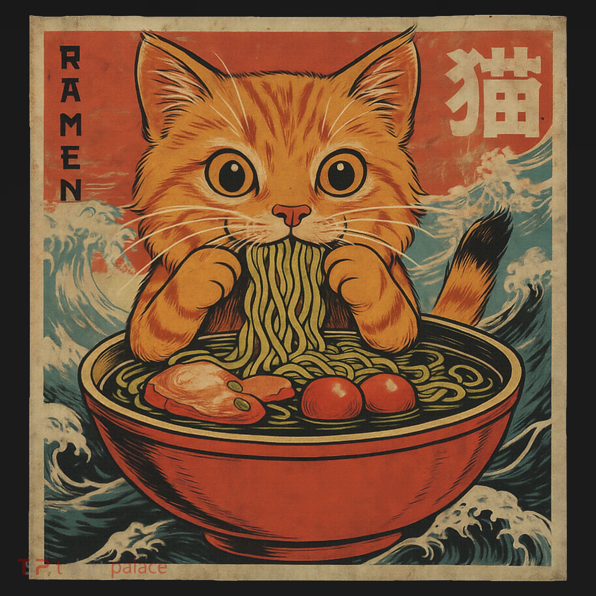 Kawaii Orange Cat Eating Ramen Noodles Japanese Women's Hoodie
