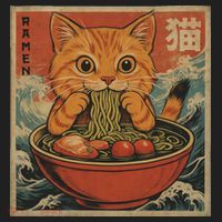 Kawaii Orange Cat Eating Ramen Noodles Japanese Golf Towel thumb 3