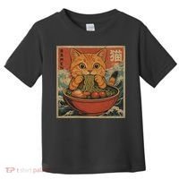 Kawaii Orange Cat Eating Ramen Noodles Japanese Toddler T-Shirt thumb 0