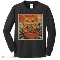 Kawaii Orange Cat Eating Ramen Noodles Japanese Kids Long Sleeve Shirt thumb 0