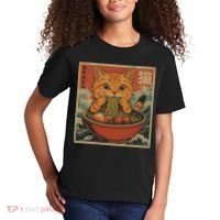 Kawaii Orange Cat Eating Ramen Noodles Japanese Kids T-Shirt thumb 2
