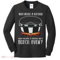 Kitchen Outdoor Campfire Cooking Dutch Oven Kids Long Sleeve Shirt thumb 0