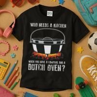 Kitchen Outdoor Campfire Cooking Dutch Oven Kids T-Shirt thumb 3