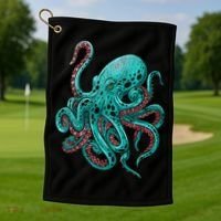 Kraken Octopus Gift Golf Towel thumb 1