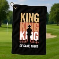 King Of Game Night Funny Gift Golf Towel thumb 1