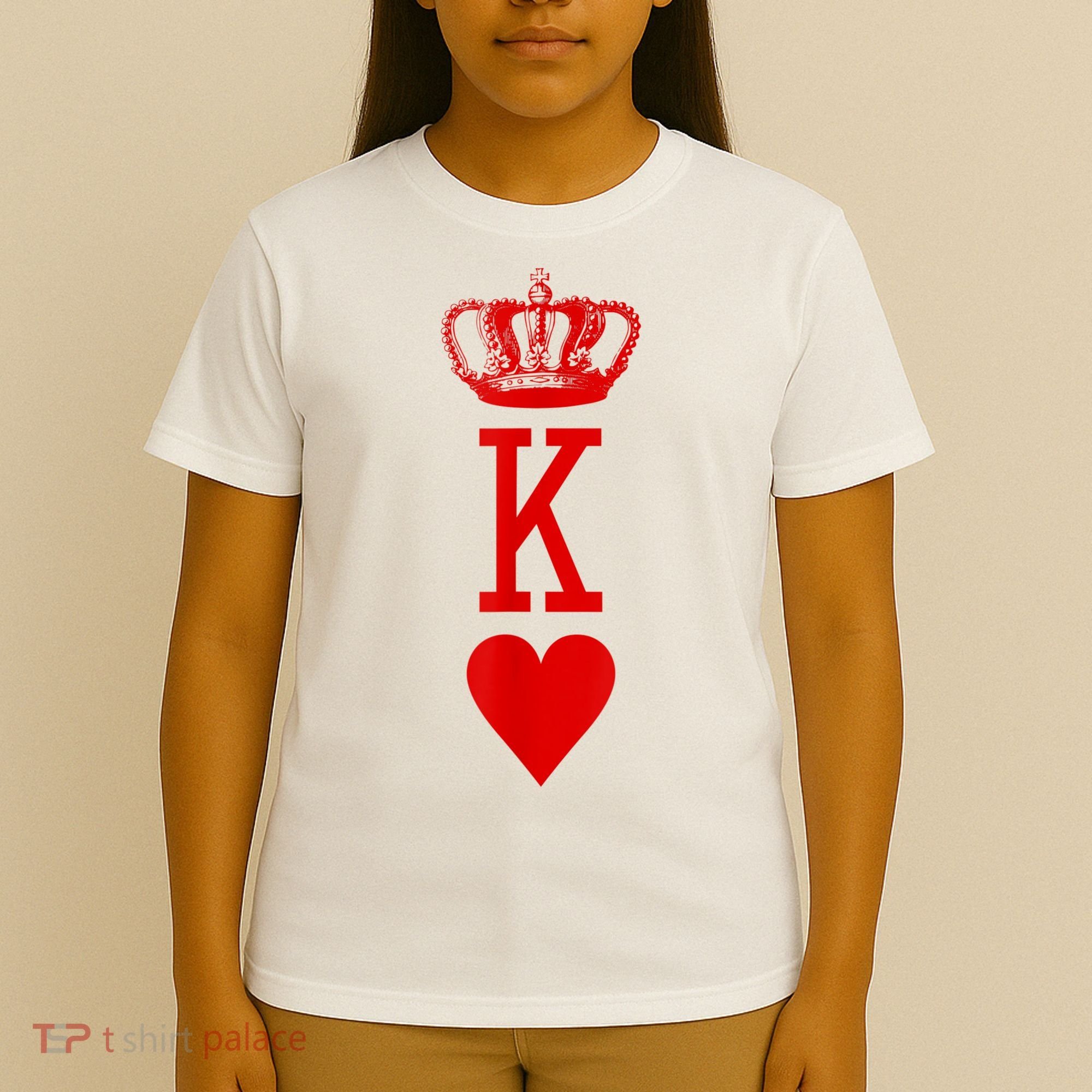 King Of Hearts Vintage Crown Engraving Card T-Shirt