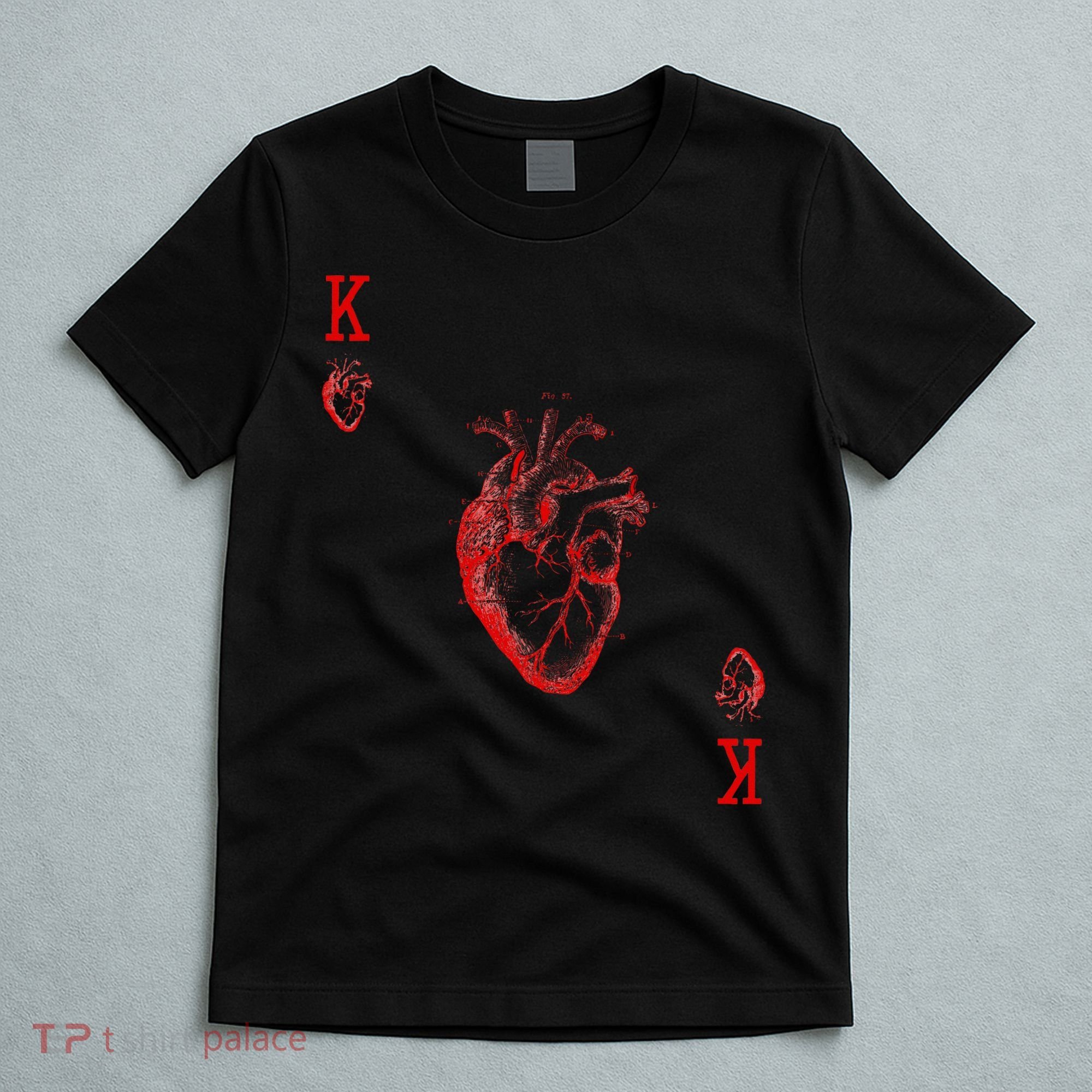King Of Hearts Vintage Crown Engraving Card T-Shirt