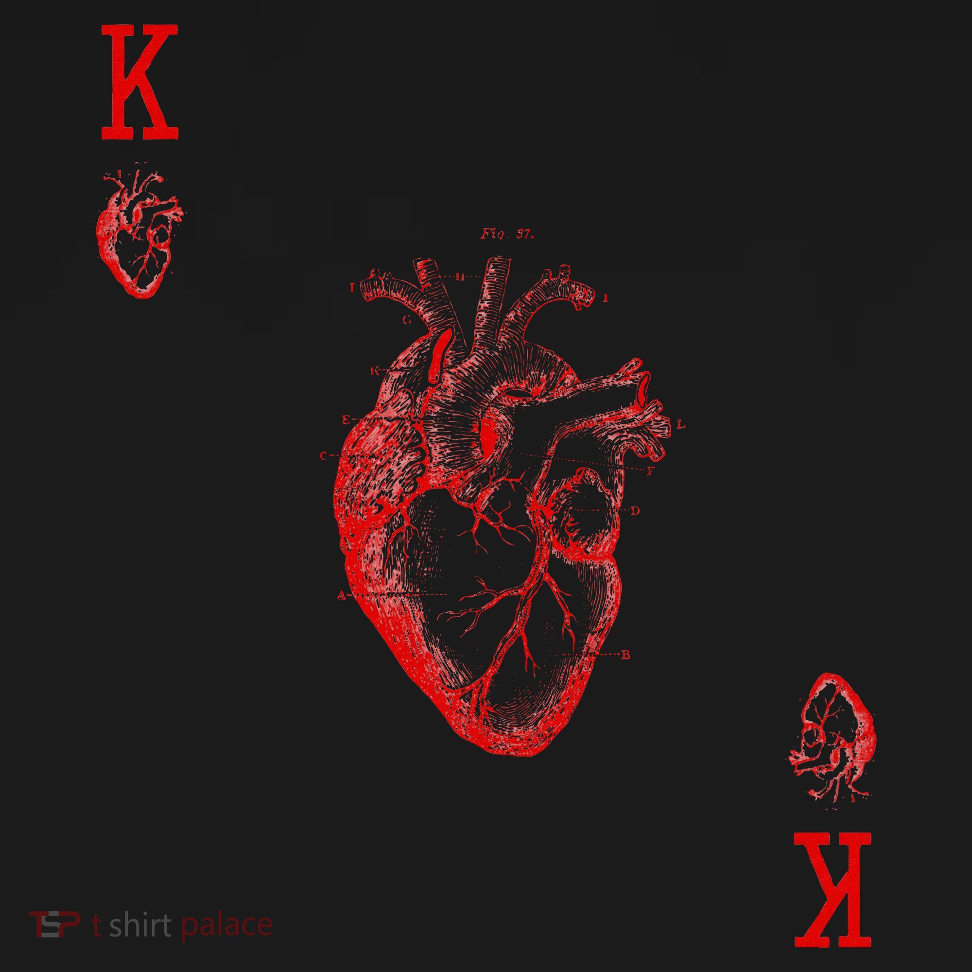 King Of Hearts Vintage Crown Engraving Card T-Shirt