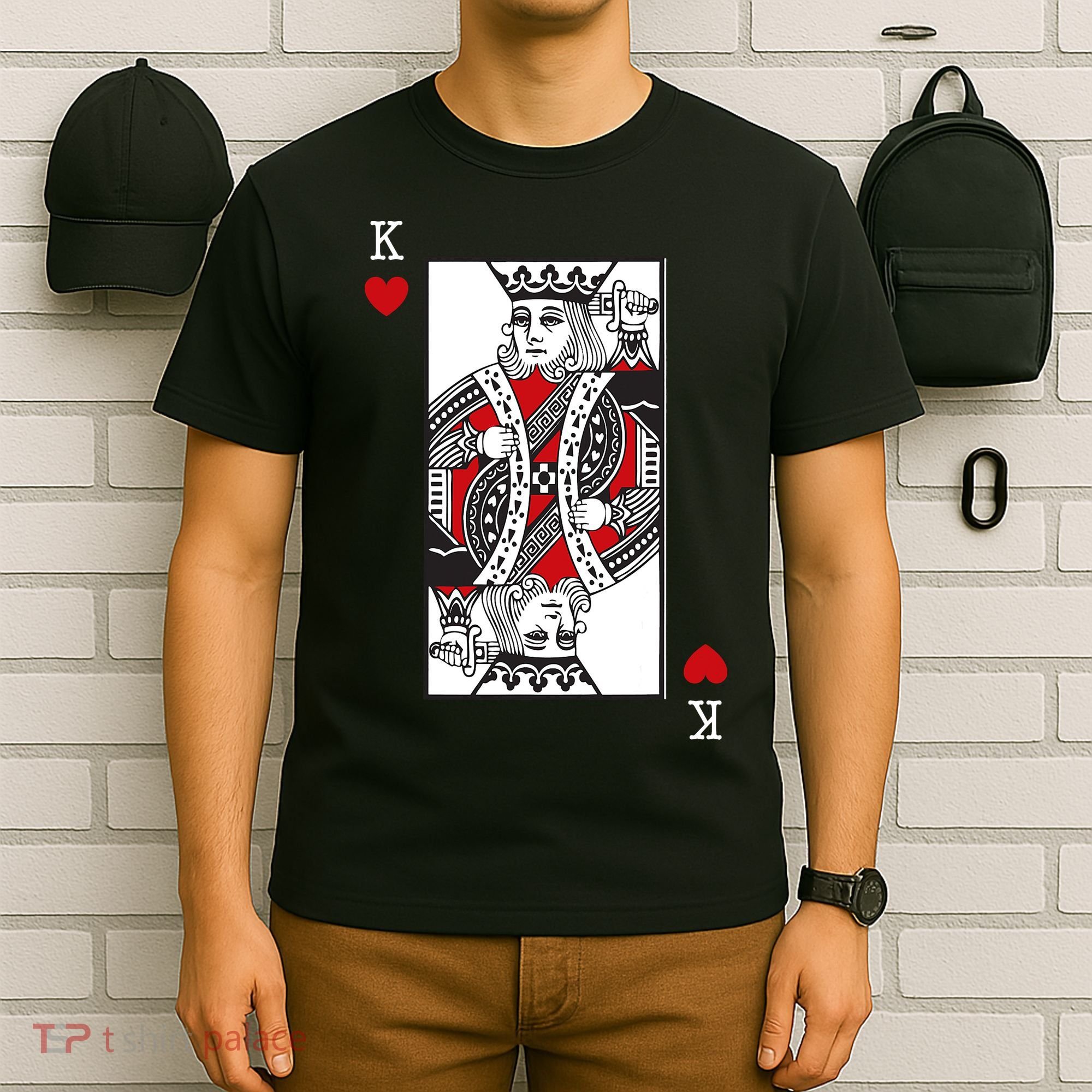 King Of Hearts Valentines Day Cool Playing Card Poker Casino T-Shirt