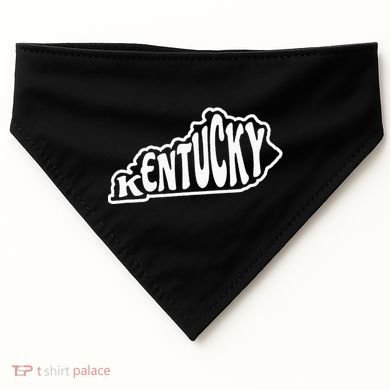 Kentucky Outline In White USA-Made Doggie Bandana