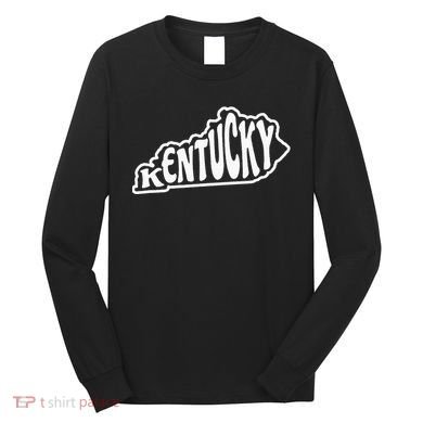 Kentucky Outline In White Long Sleeve Shirt