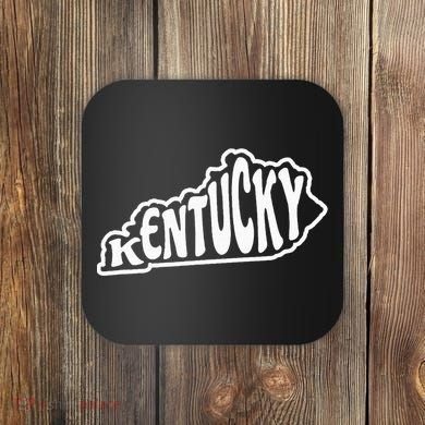 Kentucky Outline In White Coaster
