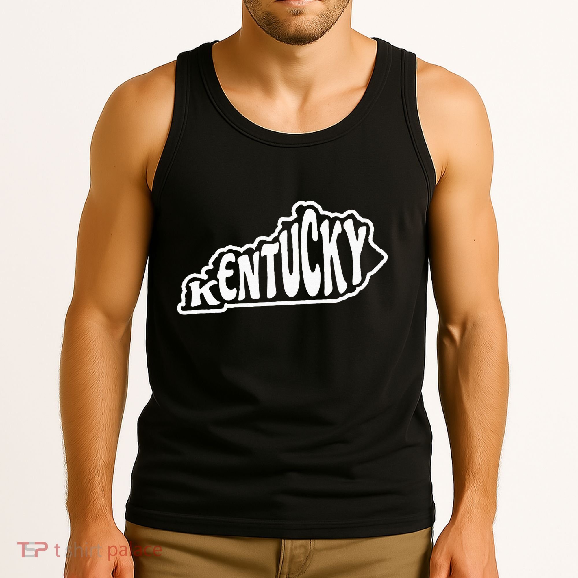 Kentucky Outline In White Tank Top