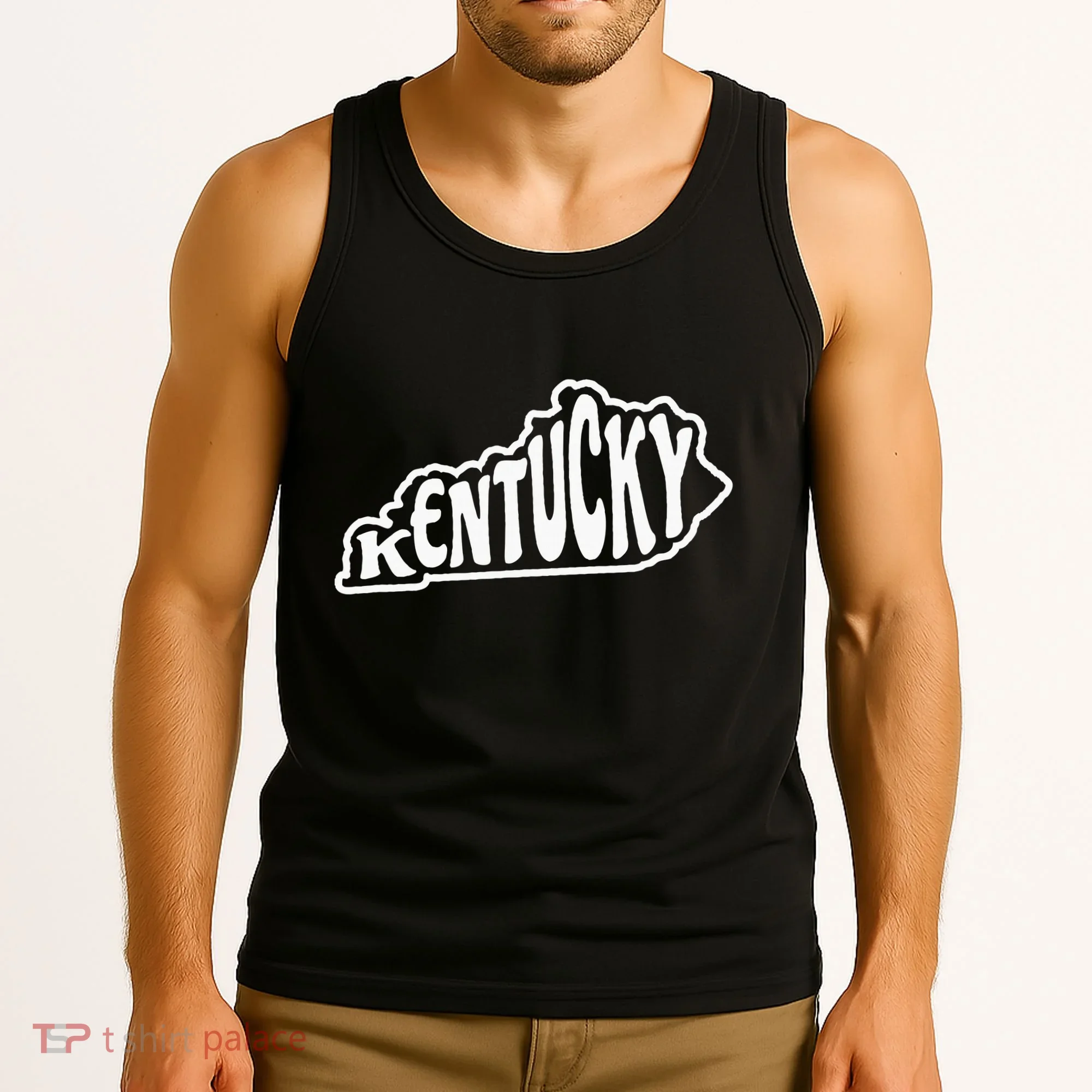 Kentucky Outline In White Tank Top