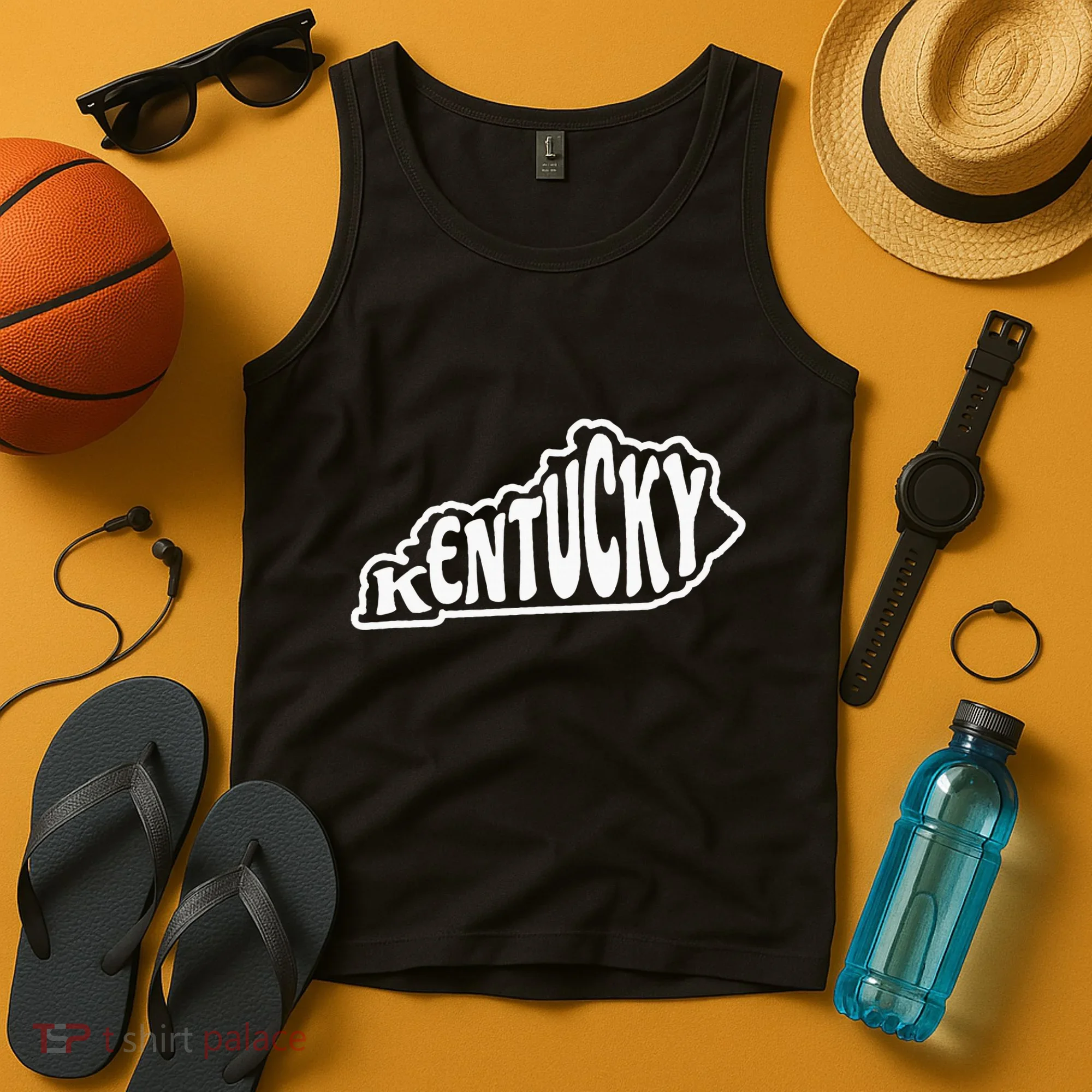 Kentucky Outline In White Tank Top