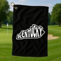 Kentucky Outline In White Golf Towel thumb 1