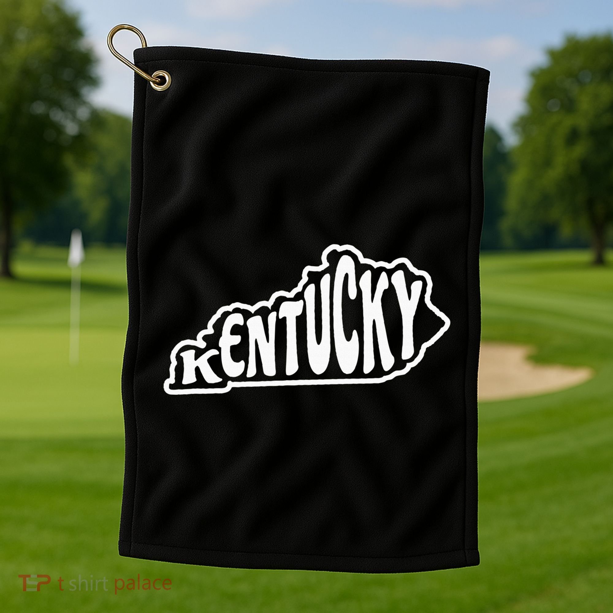 Kentucky Outline In White Golf Towel