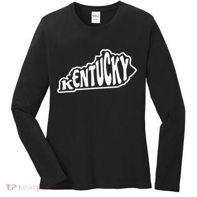 Kentucky Outline In White Women's Long Sleeve Shirt