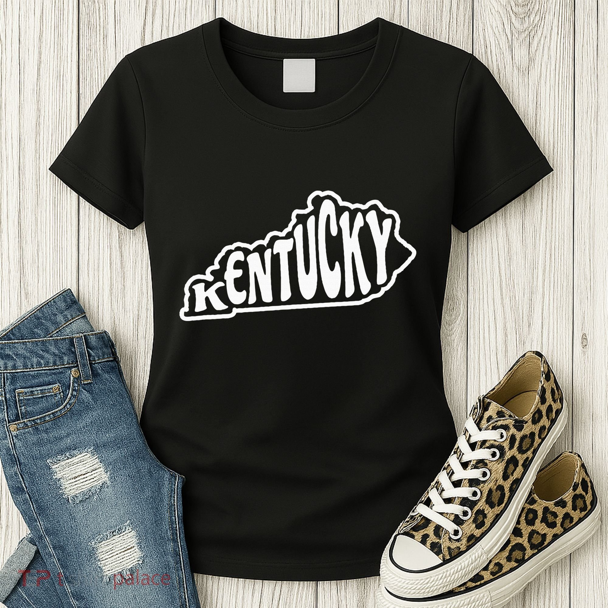 Kentucky Outline In White Women's T-Shirt