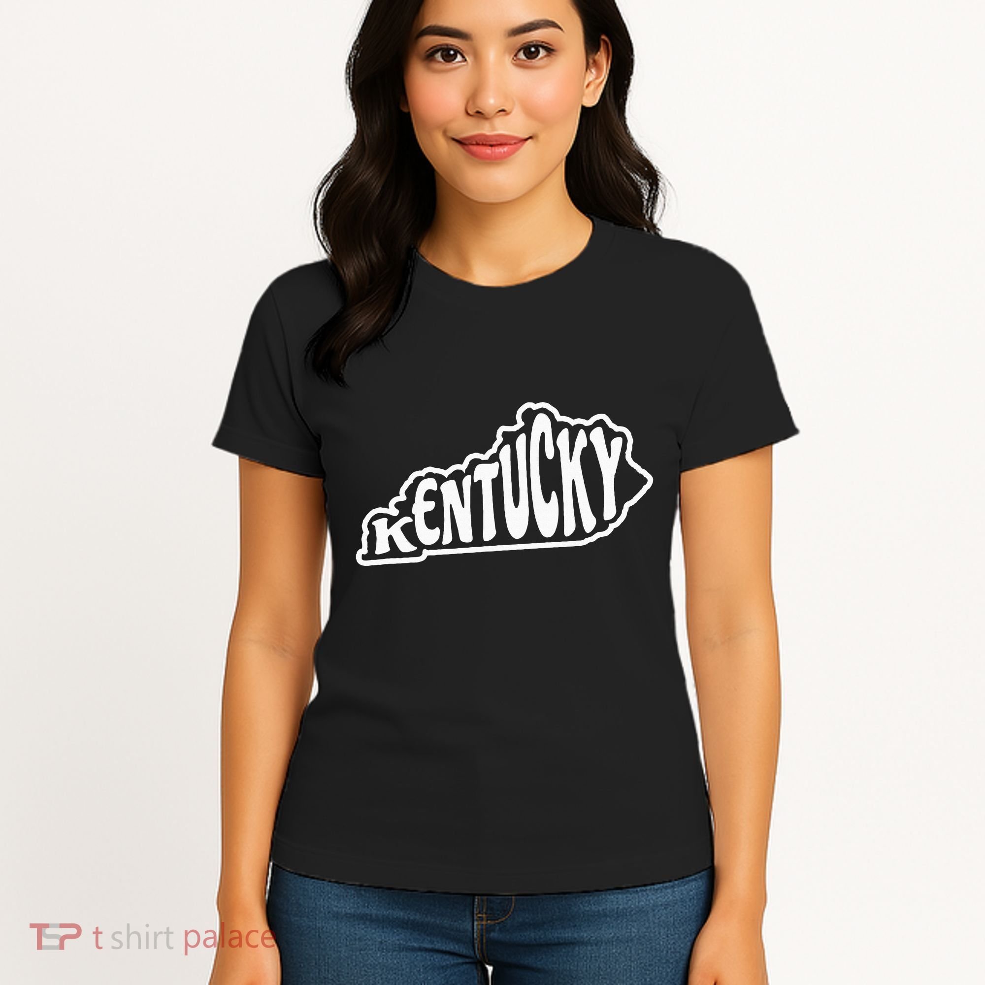 Kentucky Outline In White Women's T-Shirt