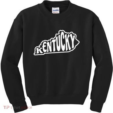 Kentucky Outline In White Kids Sweatshirt