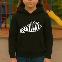 Kentucky Outline In White Kids Hoodie thumb 3