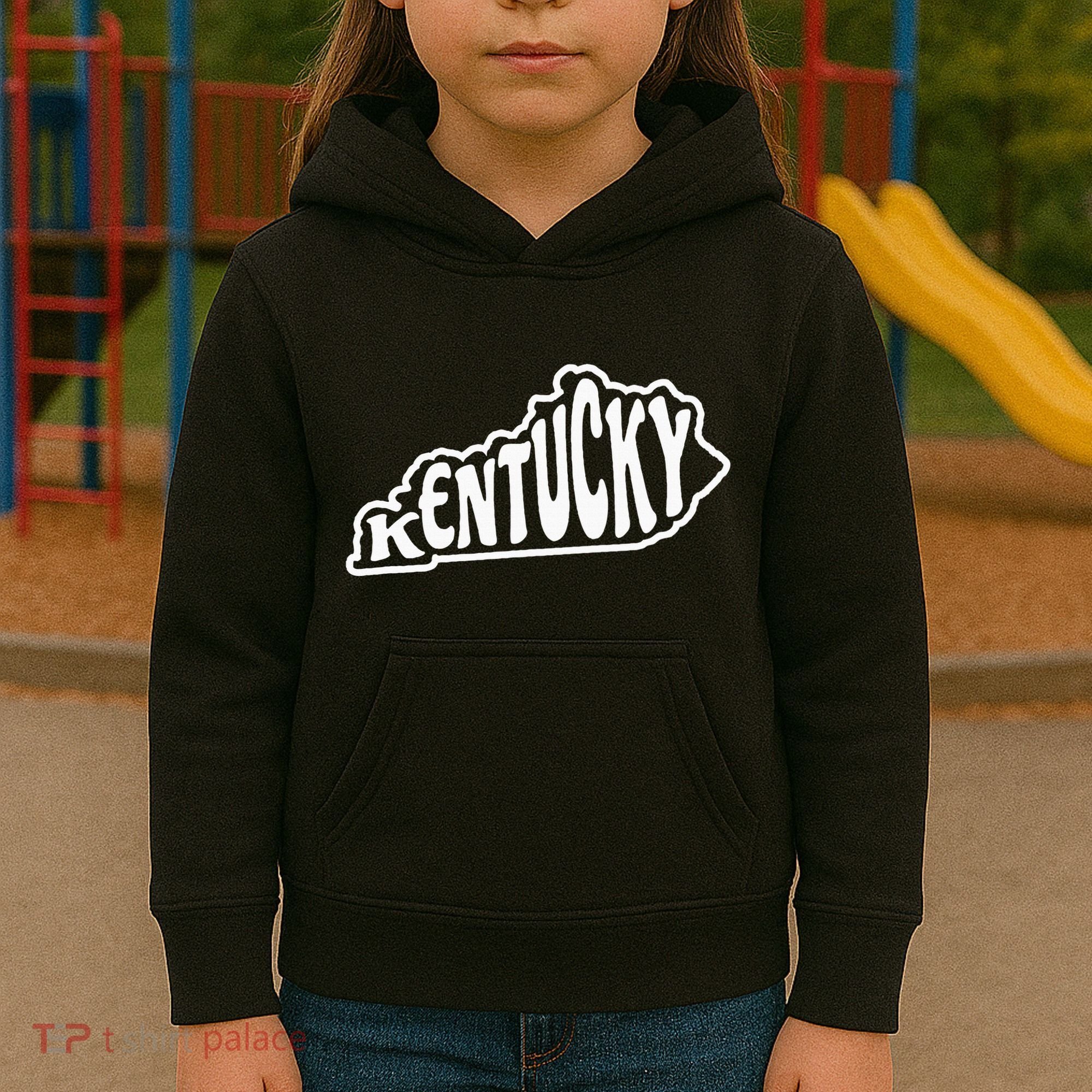 Kentucky Outline In White Kids Hoodie
