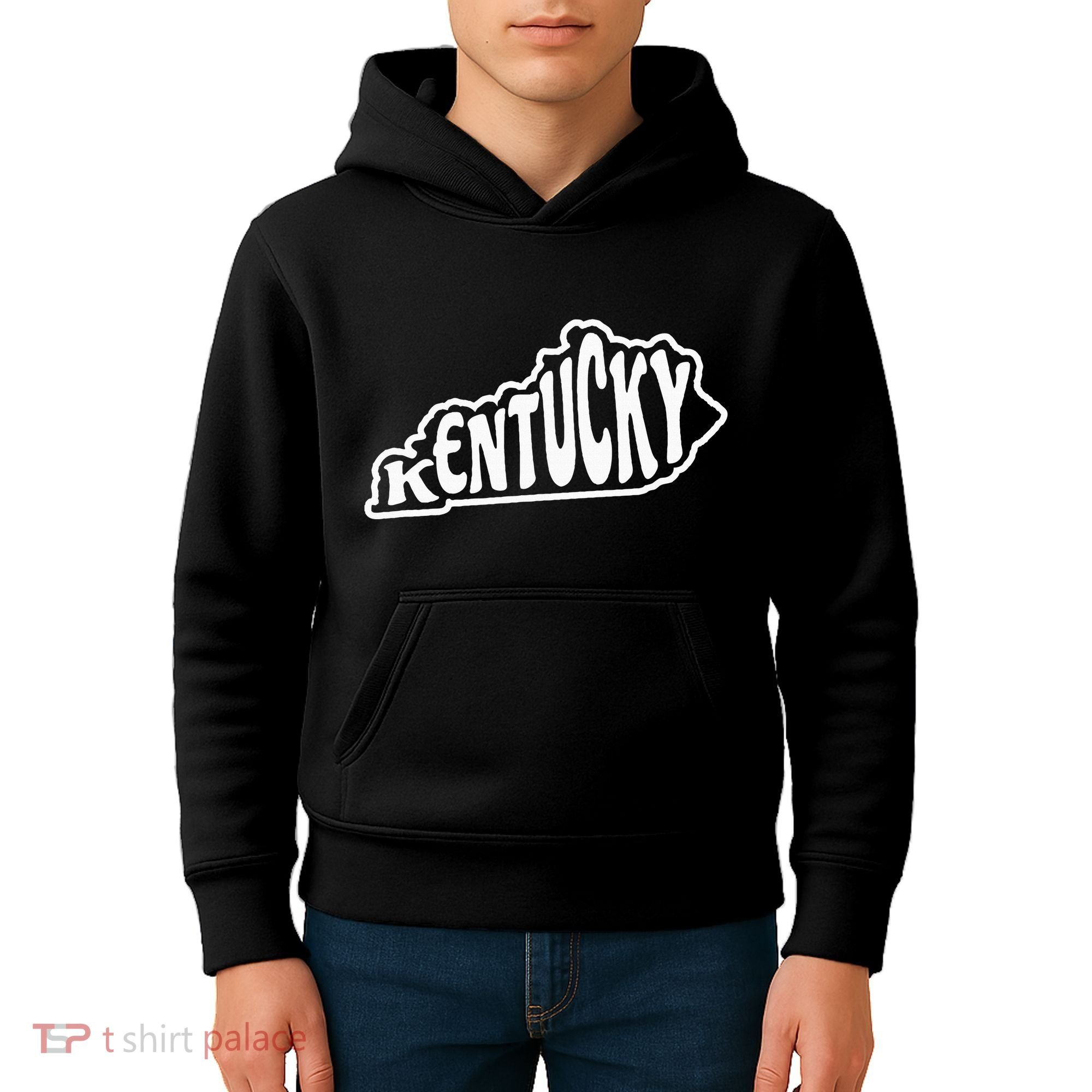 Kentucky Outline In White Kids Hoodie
