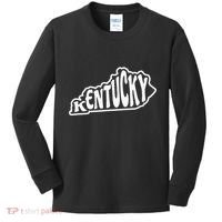 Kentucky Outline In White Kids Long Sleeve Shirt thumb 0