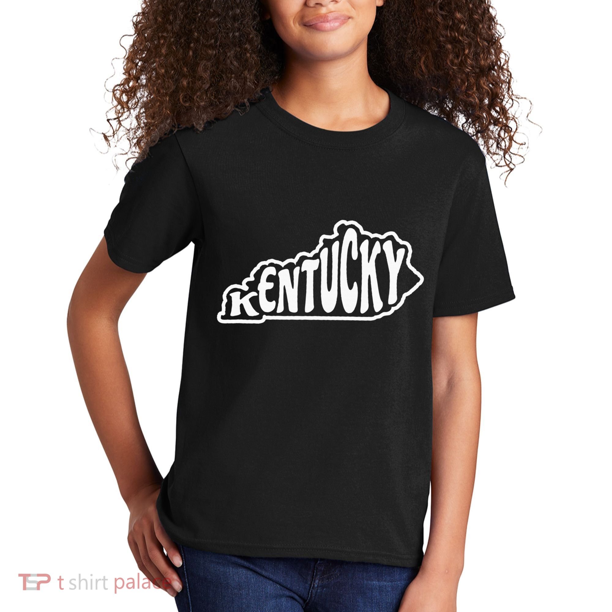 Kentucky Outline In White Kids T-Shirt