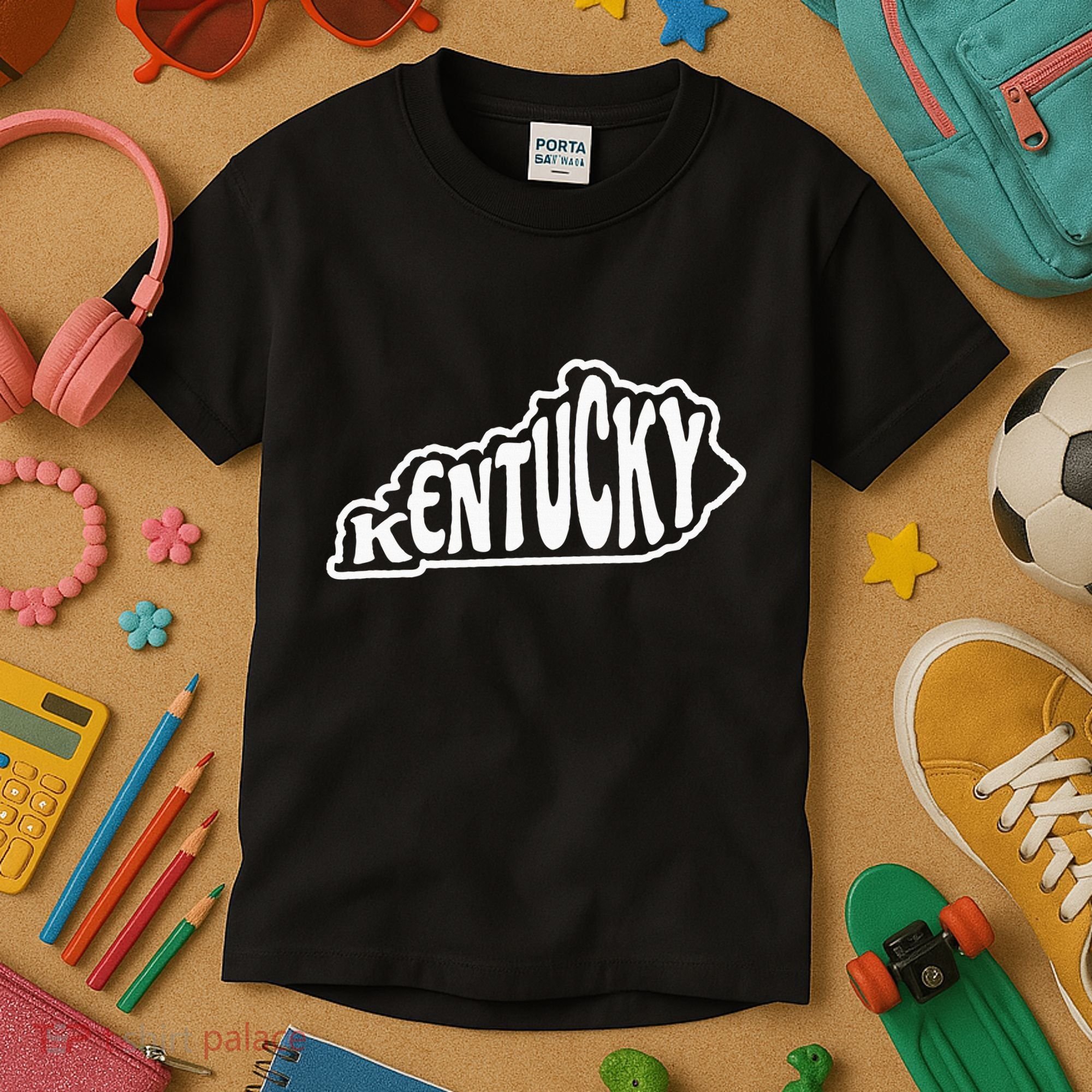 Kentucky Outline In White Kids T-Shirt