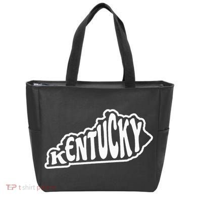 Kentucky Outline In White Tote Bag