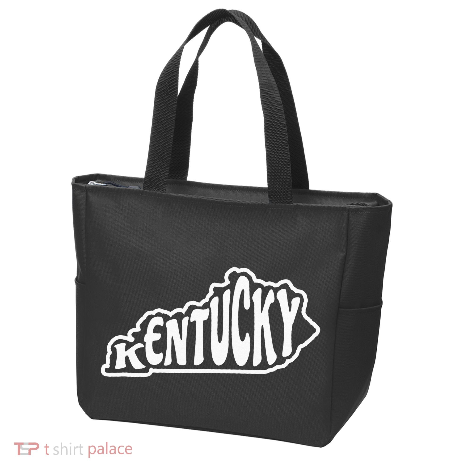 Kentucky Outline In White Tote Bag