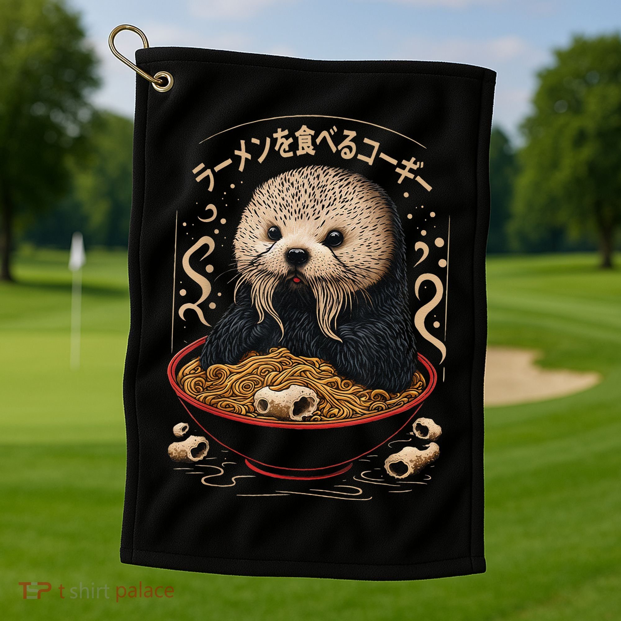 Kawaii Otter Japanese Ra noodles soup Otter Lover Golf Towel
