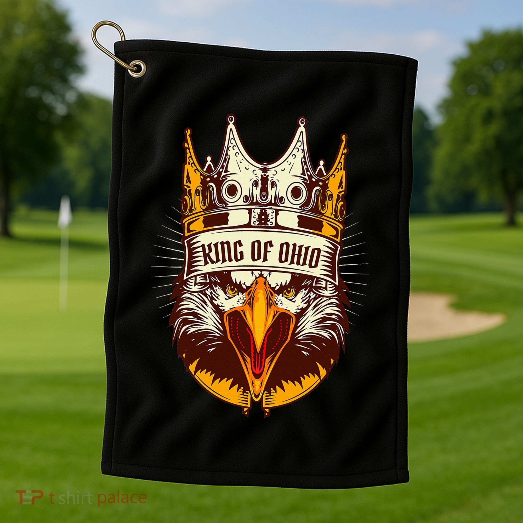 King Of Ohio Ironic Meme Brainrot Trendy Rizz Quote Golf Towel