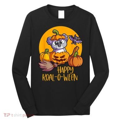 Koala On Pumpkin Witch Hat Pumpkin Face Halloween Koala Long Sleeve Shirt