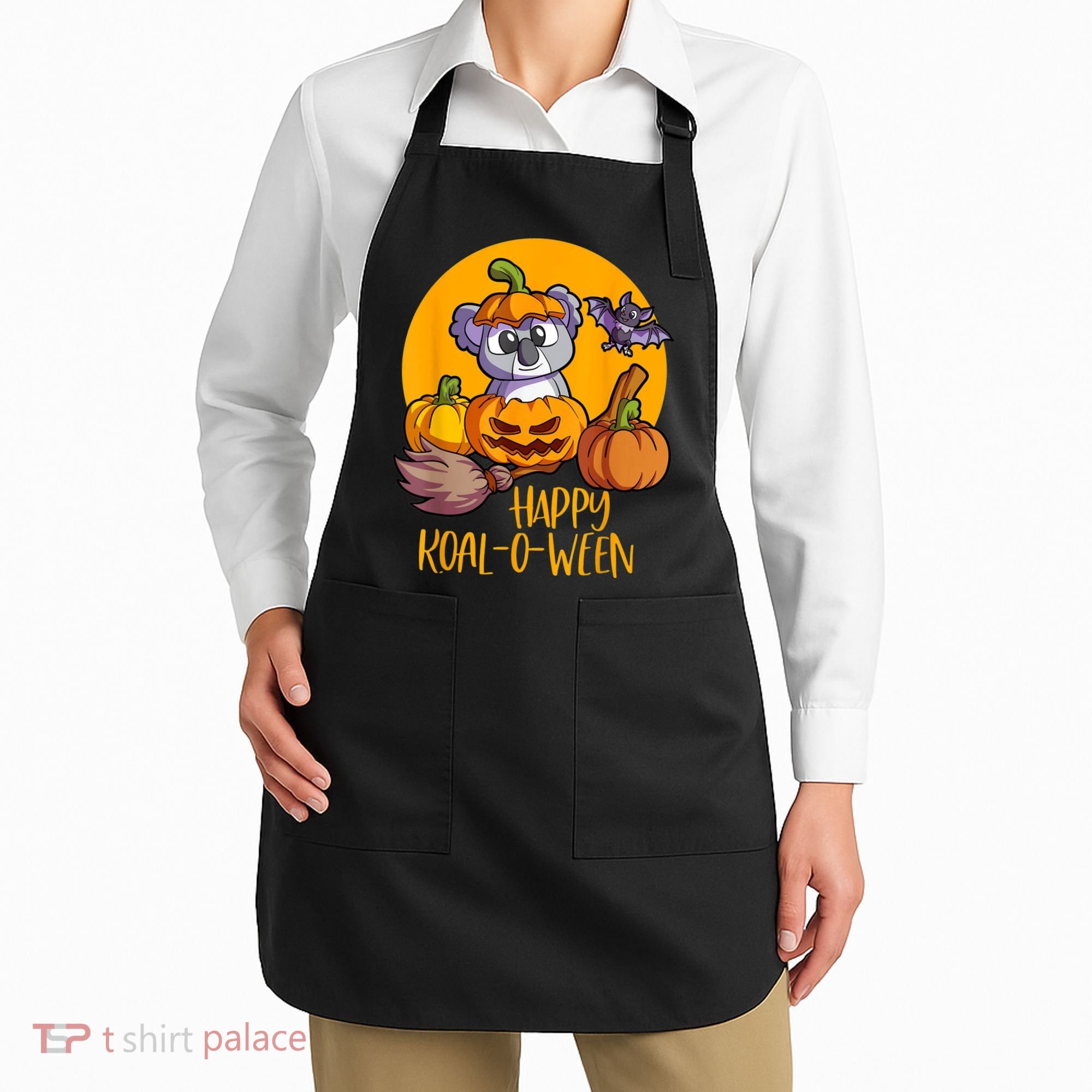 Koala On Pumpkin Witch Hat Pumpkin Face Halloween Koala Apron