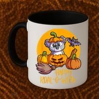 Koala On Pumpkin Witch Hat Pumpkin Face Halloween Koala Coffee Mug thumb 2