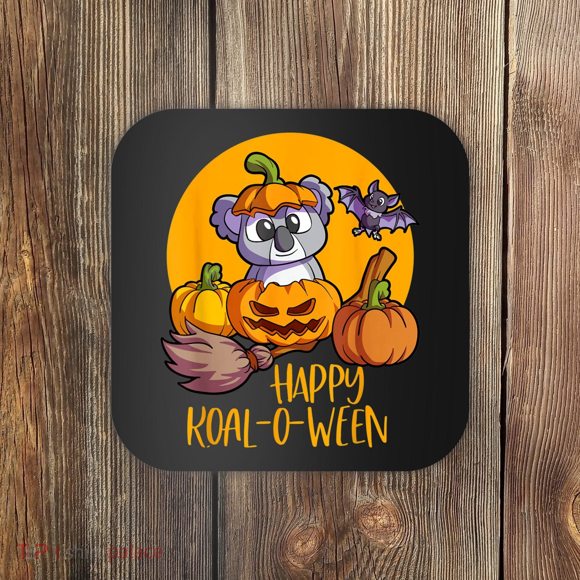 Koala On Pumpkin Witch Hat Pumpkin Face Halloween Koala Coaster