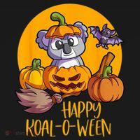 Koala On Pumpkin Witch Hat Pumpkin Face Halloween Koala Coaster thumb 2